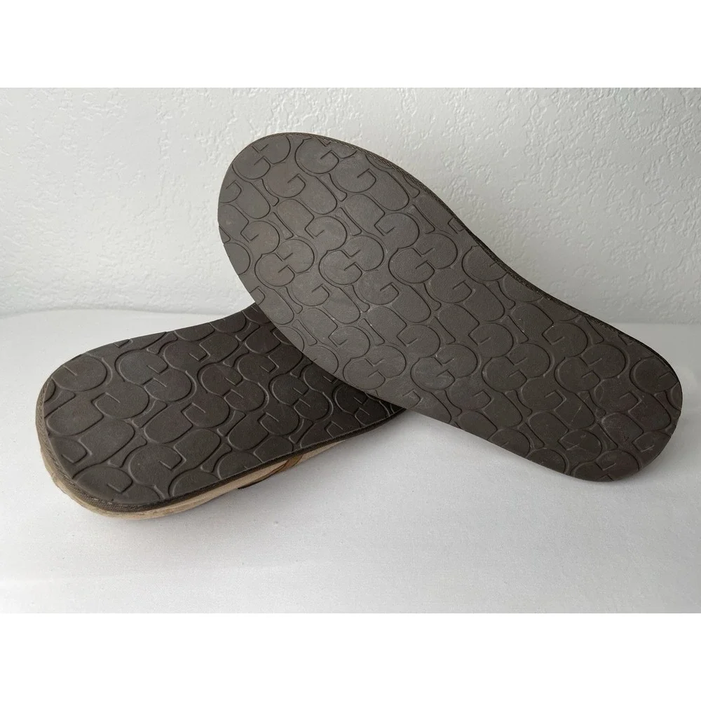 UGG Scuff Romeo ll Slippers Men's Size 11 Chestnut Suede Leather Fur Lined
